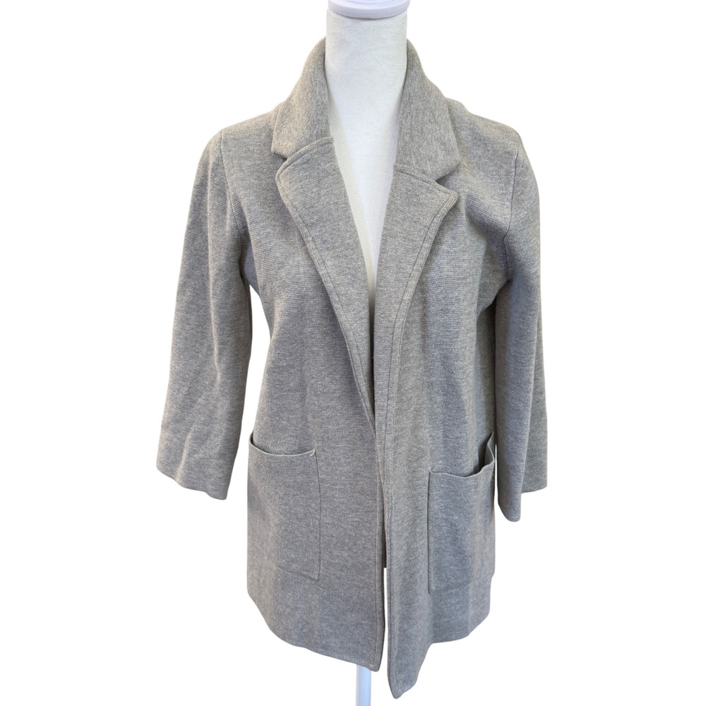 J.Crew 365 Gray Open Front Sweater Blazer Merino Wool Blend Women's Jacket Sz M